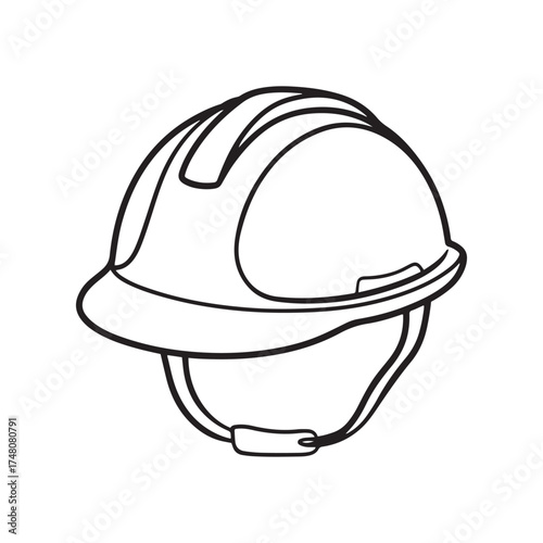 Outline Vector Drawing of a Safety Hard Hat or Construction Helmet for Workplace Protection Icons
