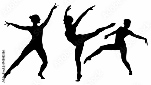 Graceful ballerinas captured mid-performance, showcasing dynamic movement and artistic expression, perfect for dance studios and creative arts promotions