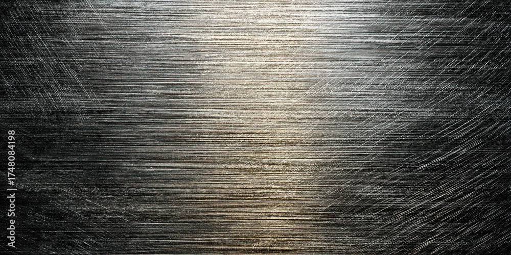 Fototapeta premium Brushed metallic gold surface with warm reflections and linear streaks.