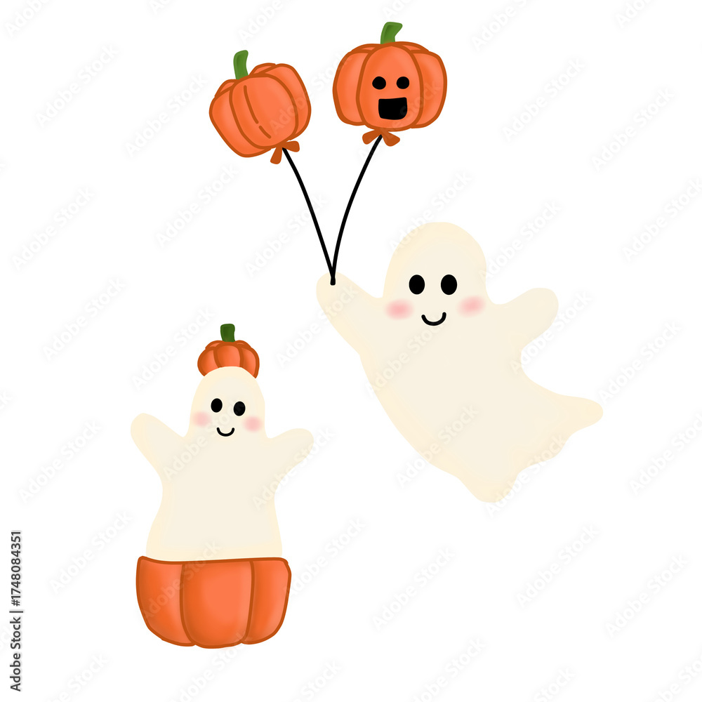 Fototapeta premium funny halloween ghost, halloween season and ghost pumkin