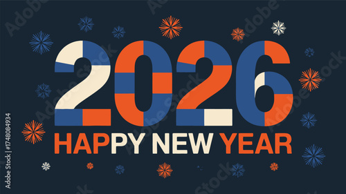 Happy new year 2026 celebration holiday festive greeting background design decoration party event time future silhouette