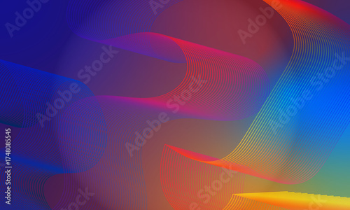 Abstract colorful background with flowing light waves and smooth rainbow lines