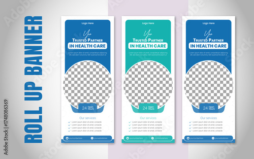 Modern Medical Roll-Up Banner Design for Healthcare & Hospital Promotion.