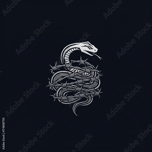 Barbed wire around a snake, logo image