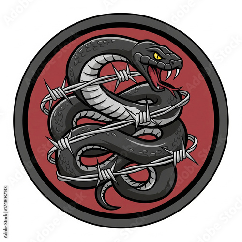 Barbed wire around a snake, logo image
