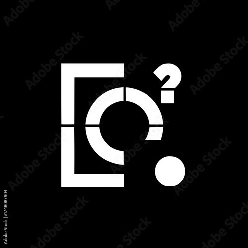 Lettermark Icon: A minimalist lettermark icon, featuring bold geometric shapes with a modern and enigmatic flair, creating a sense of mystery.