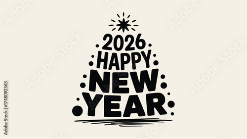 Happy new year 2026 celebration holiday festive greeting card party december january season winter time silhouette