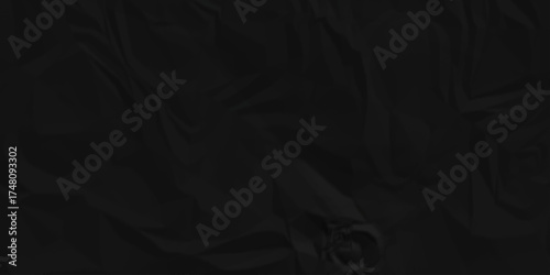 Black crumpled paper background texture pattern overlay. wrinkled high resolution arts craft and Seamless black crumpled paper.	