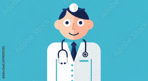 Friendly doctor with stethoscope ready to help patients, a clean modern design perfect for healthcare marketing and medical education, originally scalable vector graphic