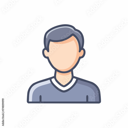 A clean, modern illustration of a faceless person with gray hair and a blue shirt, perfect for avatars or generic user profiles.