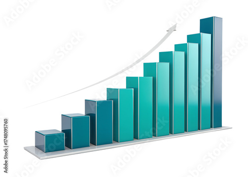 3d teal blue bar chart showing upward trend with arrow indicating growth and success isolated on transparent background Free Download 3d teal blue bar chart showing upward trend with arrow indicating growth and success isolated on transparent background - GFXLoad