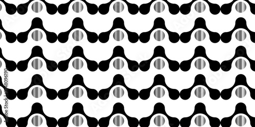abstract gradient meatball repeating flowers seamless pattern with circles and stripes colorful textile texture wallpaper background.	