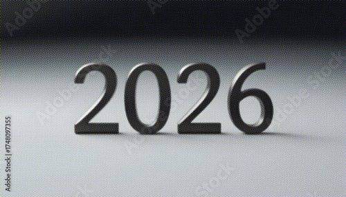 2026 Black 3D Text on Gray Background New Year Concept for Business Finance Technology Digital Success Banner