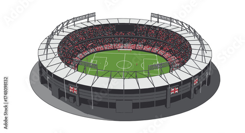 Isometric view of a soccer stadium sports venue illustration
