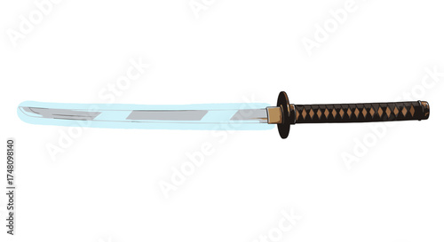 Japanese katana sword illustration isolated on white background for design