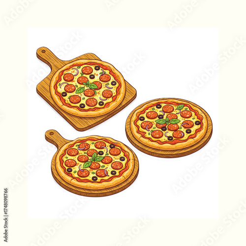 Set of Three Classic Pepperoni Pizzas