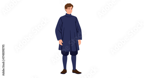 Man wearing historical garments vector illustration on white background