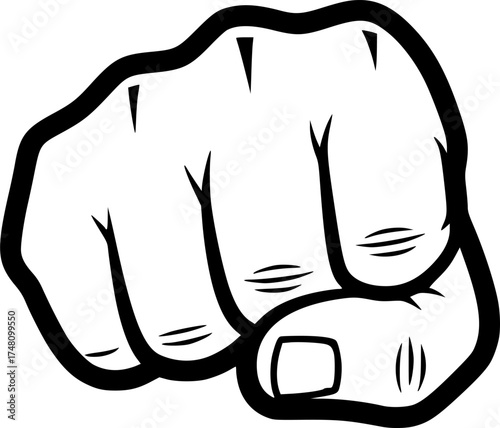 Clenched fist outline. Minimalist vector symbol of willpower strength and resilience.
