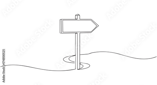 A simple line drawing of a directional signpost isolated on transparent background