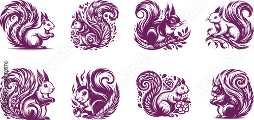 Squirrels vector tatto with unique new art of lovely design