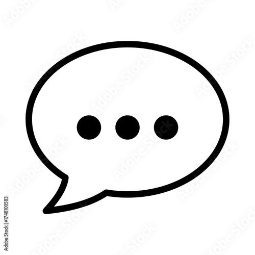 Simple speech bubble icon with three dots for conversation