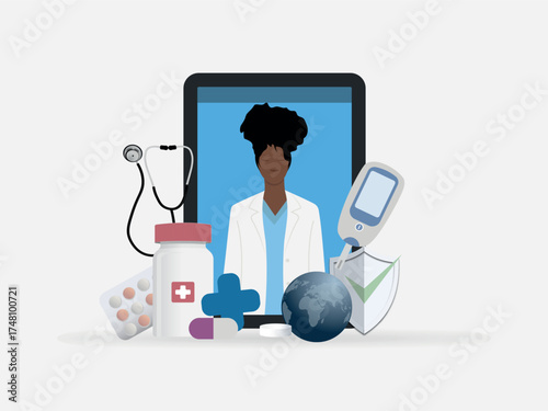 Telemedicine doctor providing online health consultation and remote care