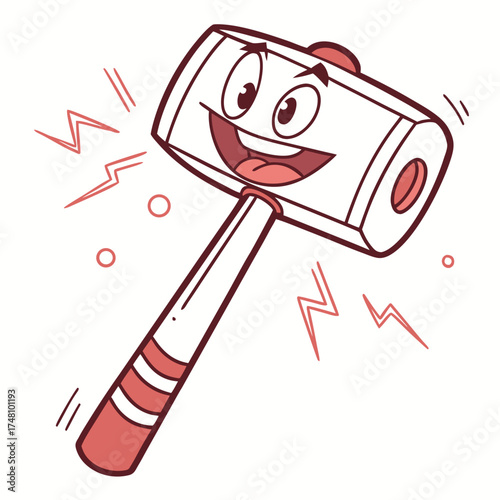 Vector art of cartoon hammer with face