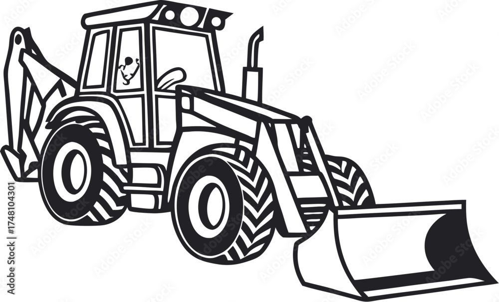 Naklejka premium Backhoe Loader Construction Vehicle