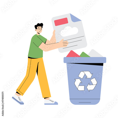 Digital file moved to recycle bin symbolizing deletion Illustration 