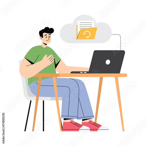 Recovering lost or deleted data from cloud backup Illustration