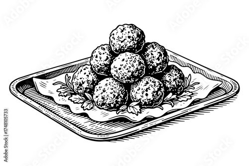 Falafel vector engraving style illustration