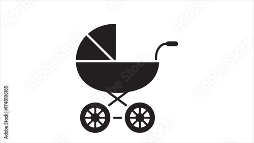 baby carriage pram silhouette vector illustration on white background