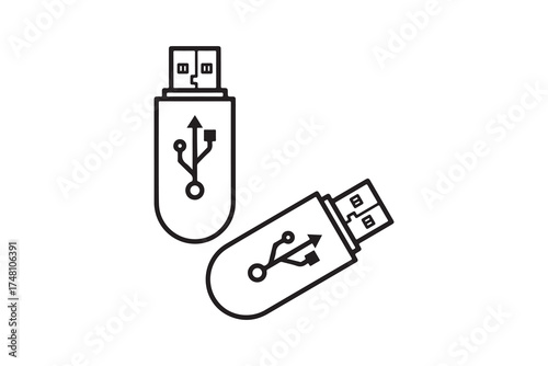 Simple and modern vector icon of USB flash drives, suitable for digital, technology, and computer themes.