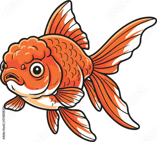 Cartoon Goldfish Vector Illustration with Big Fins