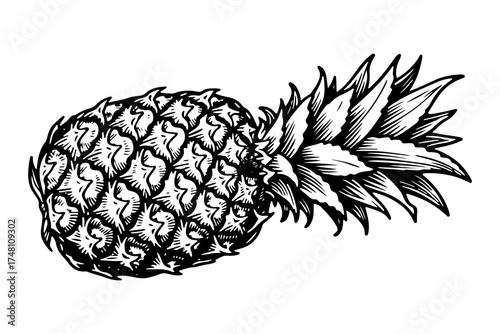 Pineapple vector engraving style illustration