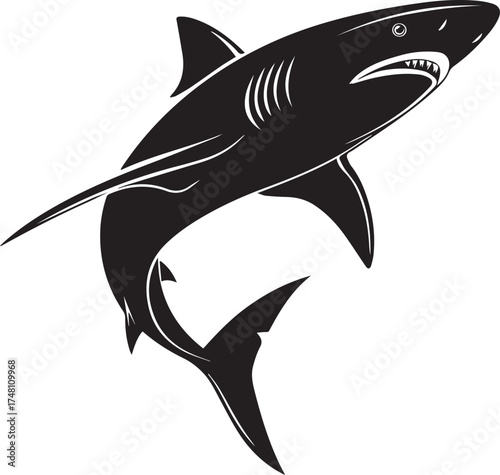 Simple Shark Silhouette Isolated Design