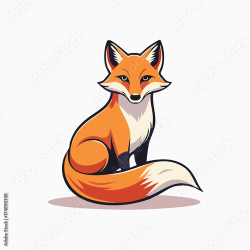 Charming Cartoon Fox Illustration: Vibrant, Playful Animal Depiction on White Background
