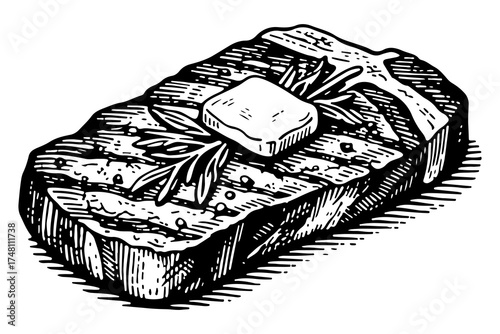 Steak vector engraving style illustration