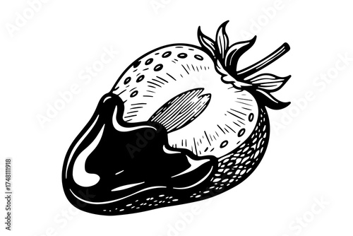Strawberry vector engraving style illustration