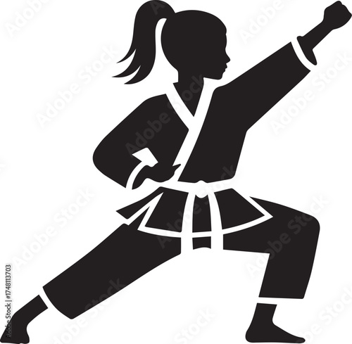 Karate girl punch icon