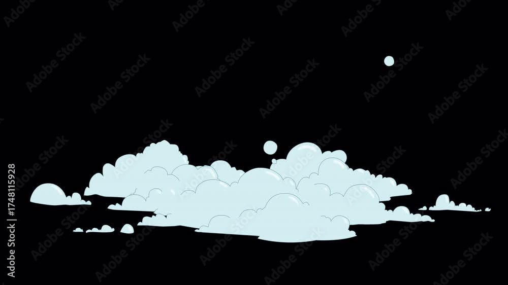 2D Cartoon Bubbles and Foam Steam Cloud Animation Transparent 4K