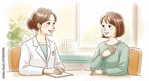 A caring medical professional providing a health consultation to a happy patient, fostering trust and well-being through an open and reassuring discussion about healthcare