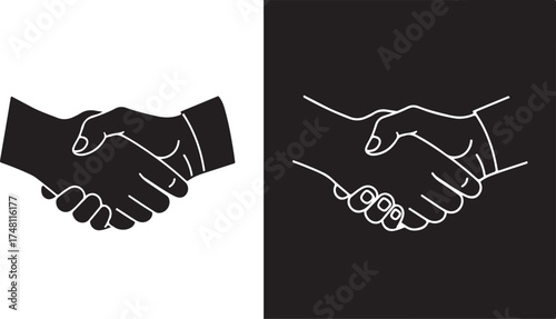 Handshake Icons Black and White Contrast agreement