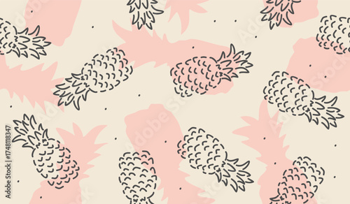 Cute pineapple fruits pattern background vector design