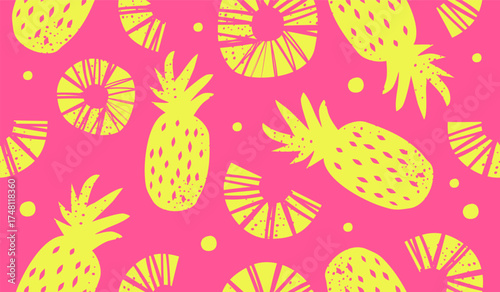 Cute pineapple fruits pattern background vector design