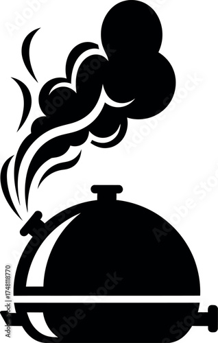 Serving dish with steam graphic illustration design