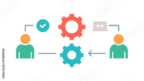 Flat Design Icons Representing Collaboration and Process