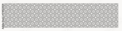  Geometric flower shapes line pattern background in black and white shades for wall décor, textiles, interior design and more.