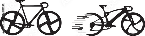 Simple Bicycle Drawing and Bike Speed Representation Isolated Art