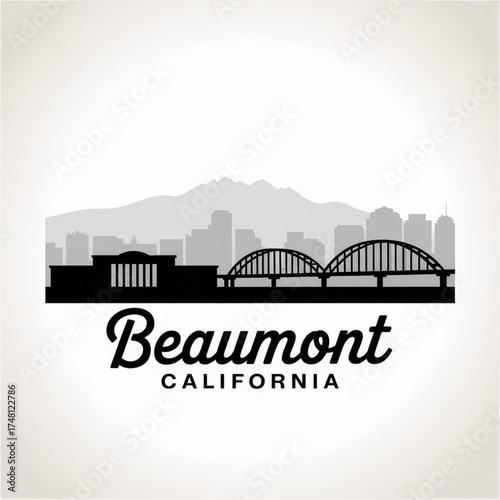 Beaumont California Skyline Silhouette — Scenic Inland Empire City Vector Illustration